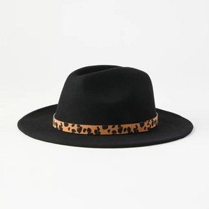 Animal Print Haircalf Trim Felt Fedora | LOFT
